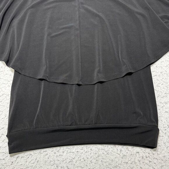 Chico's 0 Women's Small Black Drape Flutter Sleeve Pullover Blouse Layered - Picture 12 of 12